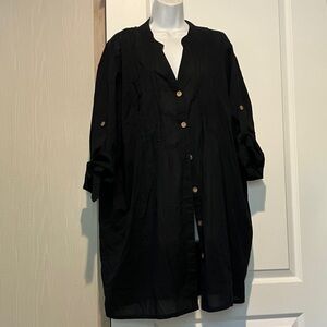 Black Button-Down Swim Coverup